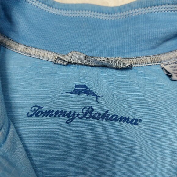 Tommy Bahama Mens Blue Relax Sweatshirt Quarter Zip Pullover Marlin Logo - Picture 8 of 11